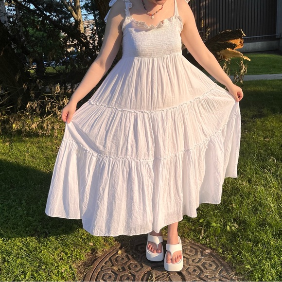 White Ruffle Maxi Dress - Picture 1 of 4